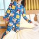 thumbnail image 1 of Conjunto de ropa de dormir holgada de manga larga con cuello redondo para mujer, pijama cómodo con estampado de dibujos animados para el hogar, camisón de dos piezas para mujer, 1 of 5