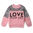 thumbnail image 3 of Toddler Girls 2 Piece Cute Outfits Set Leopard Pink Love Crewneck Sweatshirt with Jogger Pants Kids Clothing Set 5-6 Y, 3 of 7