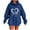 Blue, variant on Fashion Hoodie for Womens Plus Size Pullover Casual Ladies Printed Long Sleeve Tops Blouse Hooded Sweatshirts