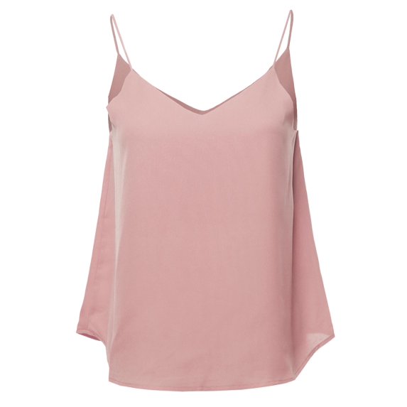 FashionOutfit Women's Solid Double V-Neck Cami Woven Tank Top