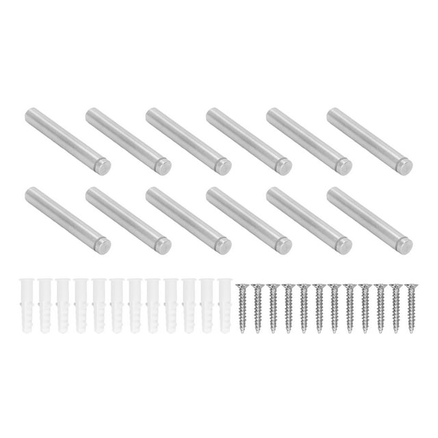 Tornillos separadores de acero inoxidable, juego de 12 tornillos publicitarios para separadores de letreros, tornillo espaciador para letreros, diseño elevado