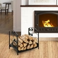 thumbnail image 4 of Patiojoy Firewood Log Rack, for Indoor Outdoor Steel Log Holder with 110 lbs Load Capacity Decorative Log Rack with Exquisite Leaf Patterns, 4 of 10