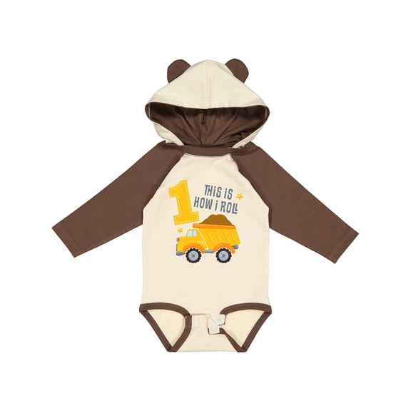 Inktastic Dump Truck 1st Birthday Boys or Girls Long Sleeve Baby Bodysuit