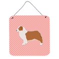thumbnail image 1 of Australian Shepherd Dog Checkerboard Pink Wall or Door Hanging Prints, 1 of 1
