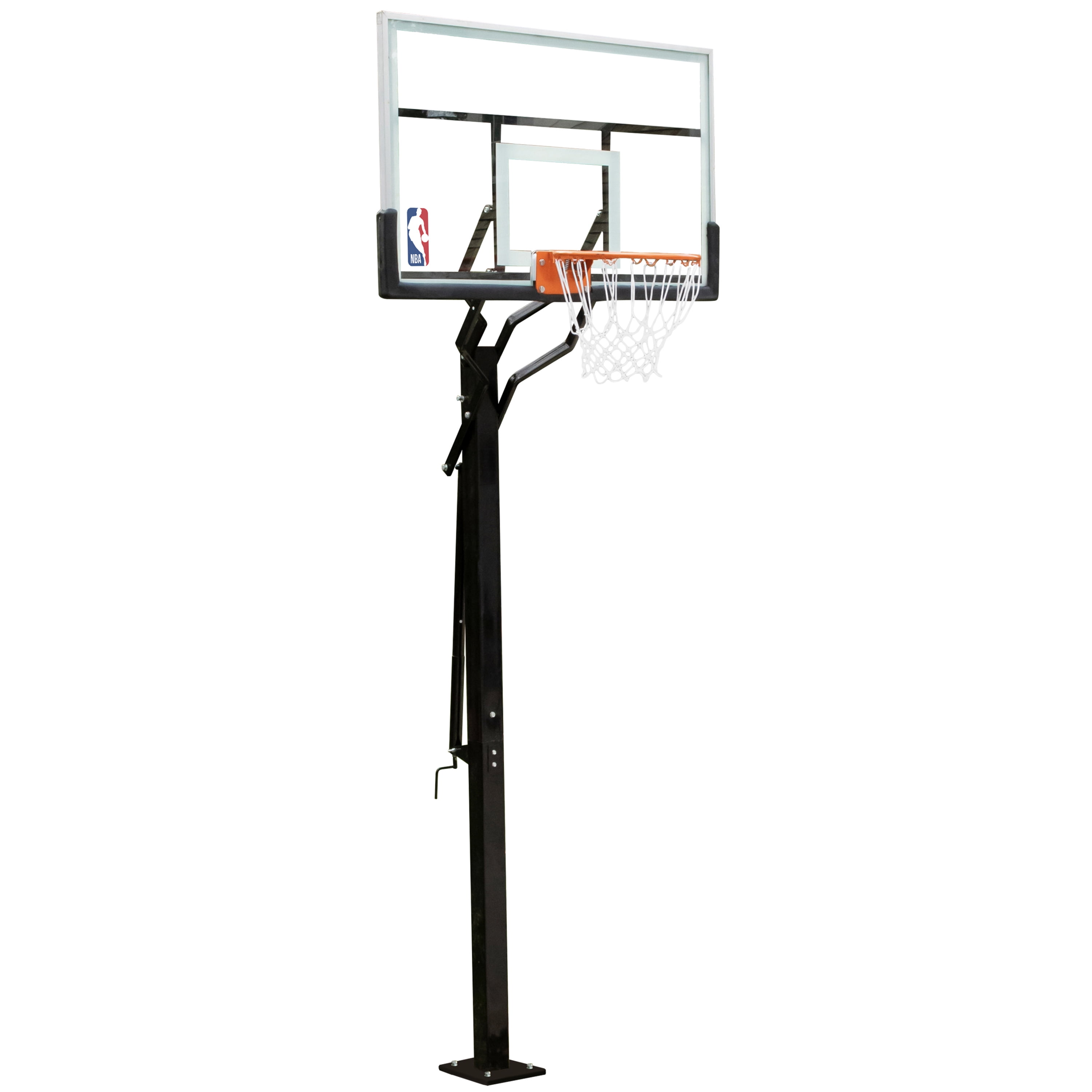 NBA 54″ Adjustable In-Ground Basketball Hoop with Tempered Glass Backboard