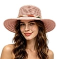 thumbnail image 5 of Women Beach Hat Pink Wide Brim Sun Straw Hats for Women Sun Hat Mens UPF 50+ Protection Floppy Foldable Summer Hats, 5 of 5