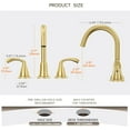 thumbnail image 3 of Brushed Gold Farmhouse Rotatable Bathroom Faucet - 8 Inch Widespread 3-Hole with Pull-Out Sprayer, Lead-Free Stainless Steel, Metal Pop-Up Drain, Water Supply Lines, 2 Handle, 3 of 9