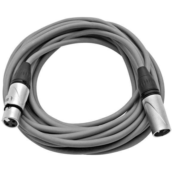 Seismic Audio 25 Foot Gray XLR Patch Cable Microphone Cord - 3 Pin XLR Male to XLR Female 25' - SAXLX-25Gray