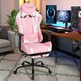 thumbnail image 2 of BestOffice Gaming Chair, Footrest, Ergonomic, Adjustable Swivel, Reclining, Lumbar Support and Headrest, Racing Style Video, Pink, 2 of 7