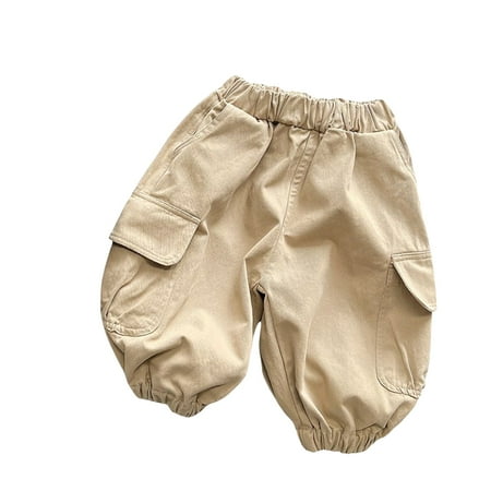 

adviicd Baby Cloths Toddler Pants Boys Toddler Kids Baby Girls Boys Cotton Linen Elastic Basic Long Pants Casual Joggers Khaki 12-18 Months