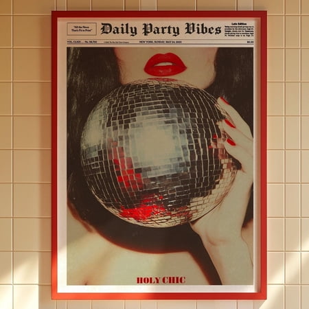 Kna Prints - New York Times Poster, Newspaper Poster, Red Wall Art, Trendy Art Print, Bar Cart Print, Mirrorball Poster, Retro Poster, Bedroom Wall Decor Unframed Poster, UNFRAMED-12x18