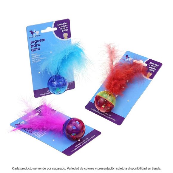 Juguete para Gato Pets & More Pelota con Plumas Varios Colores 1 Pieza