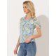 thumbnail image 4 of Blusa de Manga Corta Allegra K Con Cuello En V Y Volantes Florales Para Mujer Azul XS, 4 of 4