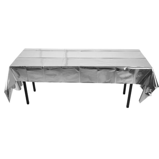2 Pack Foil Tablecloth Table Cover Shiny Plastic Tablecloth Party Table