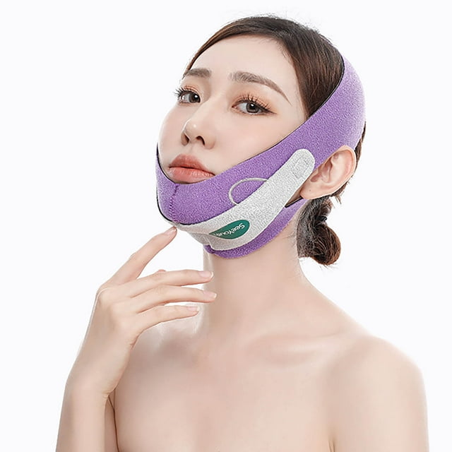 Fiudx Mascarilla Facial Reafirmante, Antifacial Reutilizable Grafeno para Dormir, Cinturón Elástico En Forma de V, Vendaje Facial Antiarrugas, Correa para La Barbilla, para Hombres y Mujeres, Diseño