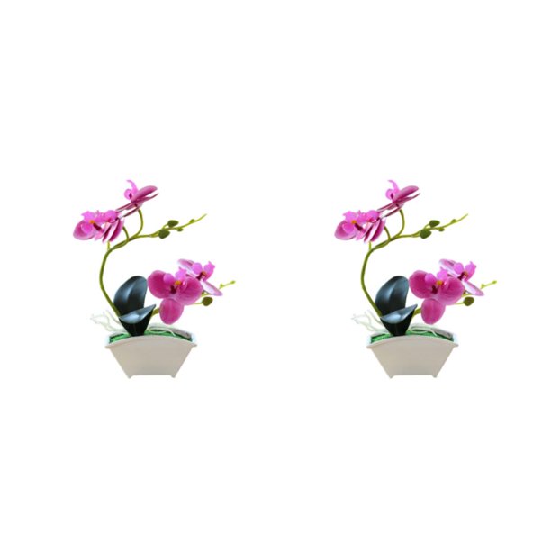 Moyic Bonsái de orquídeas artificiales, flores falsas, plantas simuladas, fiesta de boda, hogar, habitación, centro de , adornos para el Púrpura 2Conjunto