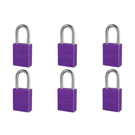 6 Pack American Lock A1106PRP KD Padlock With 1 1/2" Solid Aluminum Body 1 1/2" Shackle, Keyed Different