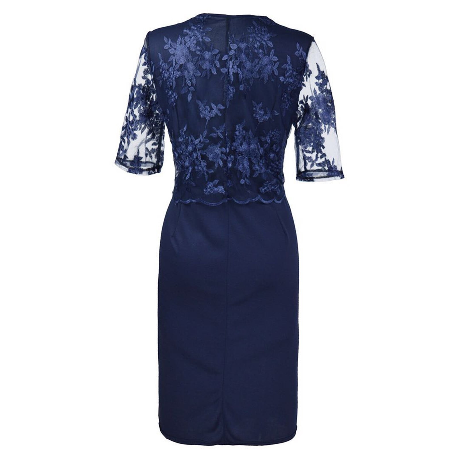 Band Collar Decorative Lace Zips Plain Polyester Midi Dresses Band Collar Decorative Lace Zips Plain Polyester Midi Dresses