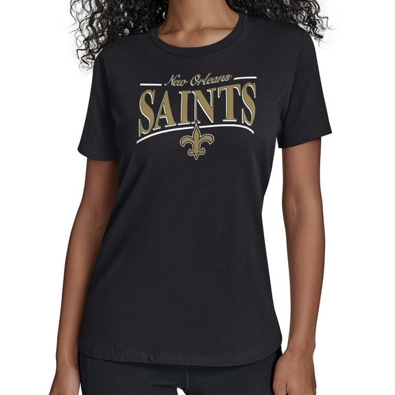 Women's Starter Black New Orleans Saints Arch Stripe T-Shirt