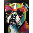thumbnail image 1 of Rainbow Colour English Bulldog Puppy in Sunglasses Unframed Wall Art Print Poster Home Decor Premium, 1 of 4