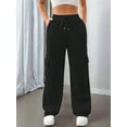 thumbnail image 4 of Womens Cargo Sweatpants Baggy Fleece High Waisted Joggers Sweat Pants Athletic Pants Black S, 4 of 8