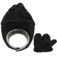 thumbnail image 2 of American Trends Baby Toddler Winter Hat and Glove Set Sherpa Lined Warm Fleece Earflap Beanie Hat Toddler Kids Winter Hat for Boys Girls Fuzzy Black 2-12 Months, 2 of 5