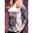 thumbnail image 6 of SECRET ARTIST by AFFLICTION Women's T-Shirt OWL MISTRESS 3/4 RAGLAN, 6 of 11