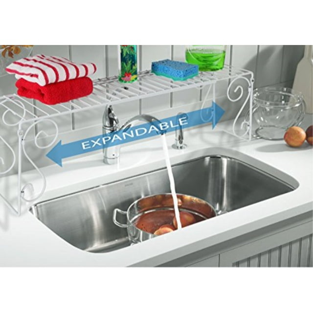 Old Home Kitchen Expandable Over Sink Shelf White
