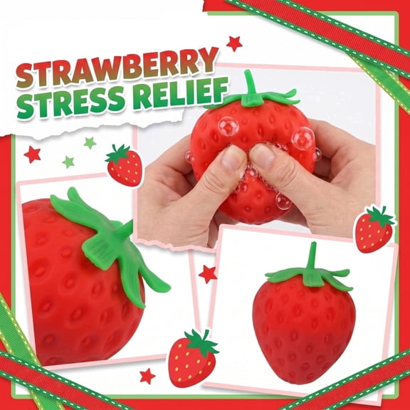 Squeezy Strawberry Squishy Stress Toys, 3.15" Anxiety Relief Fidget Toys Soft Squeezy Strawberry Sensory Toys