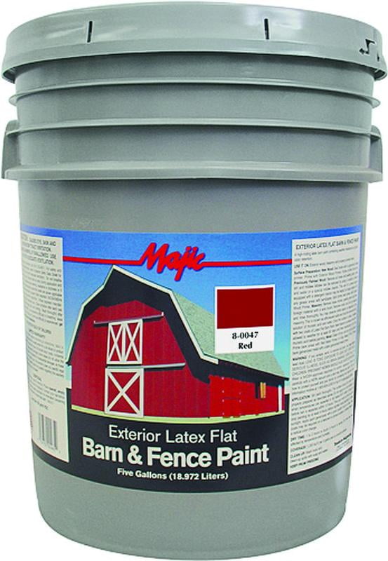 Majic Paints 800475 Latex Flat Barn & Fence Paint, 5Gallons, Classic Red