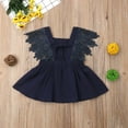 thumbnail image 3 of Genuiskids Newborn Infant Baby Girl Summer Sleeveless Dress Flare Sleeve Lace Patchwork V Back Tutu Sundress Solid Color Square Collar Princess Clothes, 3 of 8