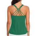 thumbnail image 5 of Plus Size 2 Piece Swimsuit for Women Solid Color Tankini Swimsuit,Womens Racerback V-Neck Tops with Adjustable Drawstrings, Summer Bathing Suit Green L, 5 of 6