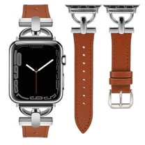 Wearlizer Leather Band Compatible with Apple Watch Band Women 38mm 40mm 41mm 42mm 44mm 45mm 49mm(Ultra), Dressy Leather Strap with D-Shape Metal Buckle for iWatch Bands Series 8 SE 7 6 5 4 3 2 1