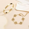 thumbnail image 5 of 18K Gold Plated Clover Bracelet Love bangle Set for Women - Stack Friendship Bracelet Lucky Link Bracelets Jewelry Gifts Trendy for Women, 5 of 11