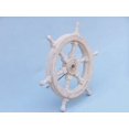 thumbnail image 2 of Hampton Nautical Classic Wooden Whitewashed Decorative Ship Steering Wheel 12" - Nautical Home Decoration, 2 of 3