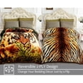 thumbnail image 3 of JML Raschel A&B Printed 2-ply Reversible Korean-style Plush Fleece Blanket Brown Tiger Queen Animal Print, 3 of 5