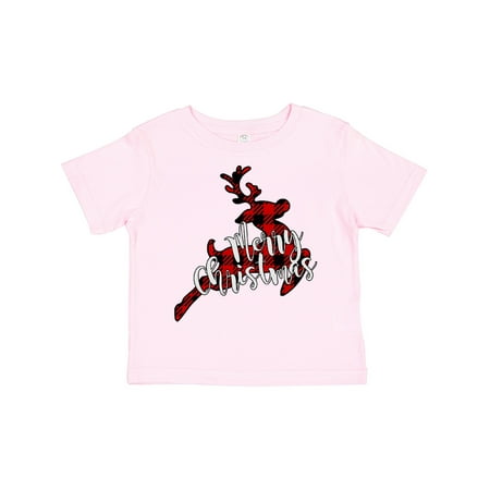 

Inktastic Merry Christmas Red Plaid Reindeer Gift Toddler Boy or Toddler Girl T-Shirt