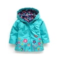 thumbnail image 2 of Imperméable à Capuche pour Petites Filles Motif Fleur Imprimé Simple Boutonnage Coupe-Vent Extérieur, 2 of 6