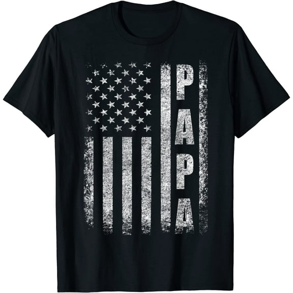 Mens Proud Papa Flag Funny Fathers Day 2023 From Grandchildren T-Shirt