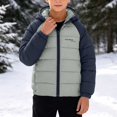 thumbnail image 7 of Zynoxe Puffer Jackets for Girls Winter Color Block Windproof Zip Up Long Sleeve Hoodies Casual Warm Quilted Padded Coat with Pockets, 7 of 7