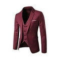 thumbnail image 3 of Lovskoo 2024 Men's Slim Fit Three Piece Suit Fashion Tuxedo Set One Button Jacket Vest Pants Suit Claret, 3 of 7