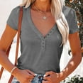 thumbnail image 4 of Timegard Going out Tops for Women V Neck Button Ribbed Slim Comfy Tee Shirts Casual Summer Fashion, 4 of 7
