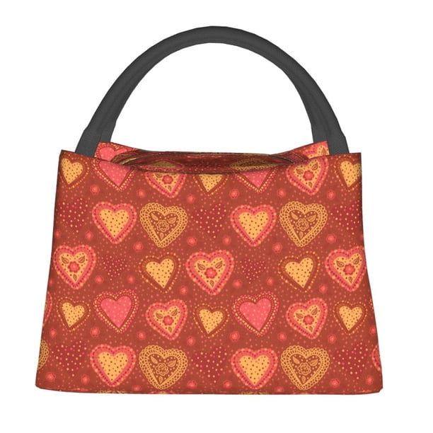 Fotbe Flower Hearts Bolsa Térmica Portátil con Estampado, Bolsa de Entrega de Alimentos Aislada, Bolsa Reutilizable de Gran Capacidad para Comidas y Supermercado