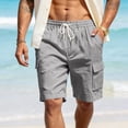 thumbnail image 2 of Lumtrix Mens Cotton Baggy Cargo Shorts Drawstring Stretch Elastic Waist Casual Work Short with Pockets Dark Gray XL, 2 of 7