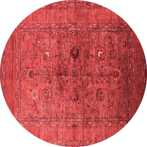Ahgly Company Indoor Round Oriental Red Industrial Area Rugs, 8' Round