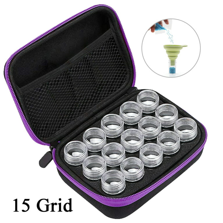 5D Diamond Painting Accessories Storage Box 7/15/30/60 Slot Beads Storage Container Jar Zippered Case for DIY Diamand Painting, Size: Large