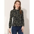 thumbnail image 4 of Blusa Floral Casual Allegra K De Manga Larga Con Cuello De Volantes Para Mujer Negro S, 4 of 4