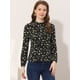 thumbnail image 4 of Top floral Casual Allegra K de Manga Larga con cuello de volantes para Mujer Negro XL, 4 of 4