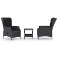 thumbnail image 2 of vidaXL Patio Furniture Set 3 Piece Outdoor Sofa Chair with Table Poly Rattan, 2 of 6