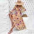 thumbnail image 5 of New Spring/Summer Women's Resort Casual Color Block Print V-Neck Dress, 5 of 5